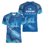 Australia Blue September Running Women V-Neck T-Shirt Blue Ribbon I'm Running For My Dad