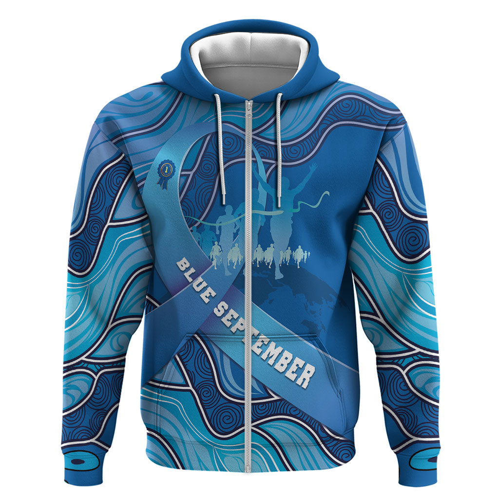 Australia Blue September Running Zip Hoodie Blue Ribbon I'm Running For My Dad