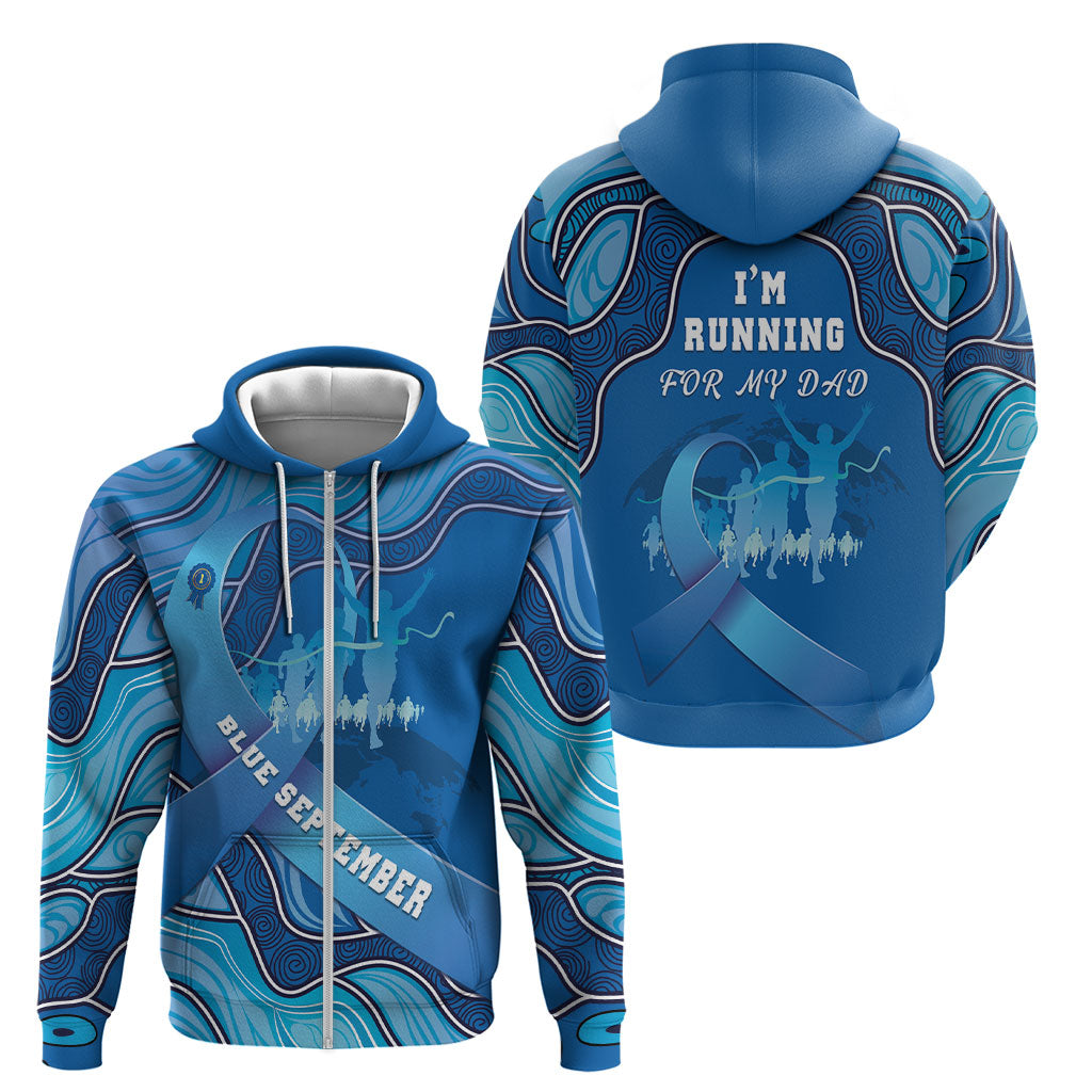 Australia Blue September Running Zip Hoodie Blue Ribbon I'm Running For My Dad