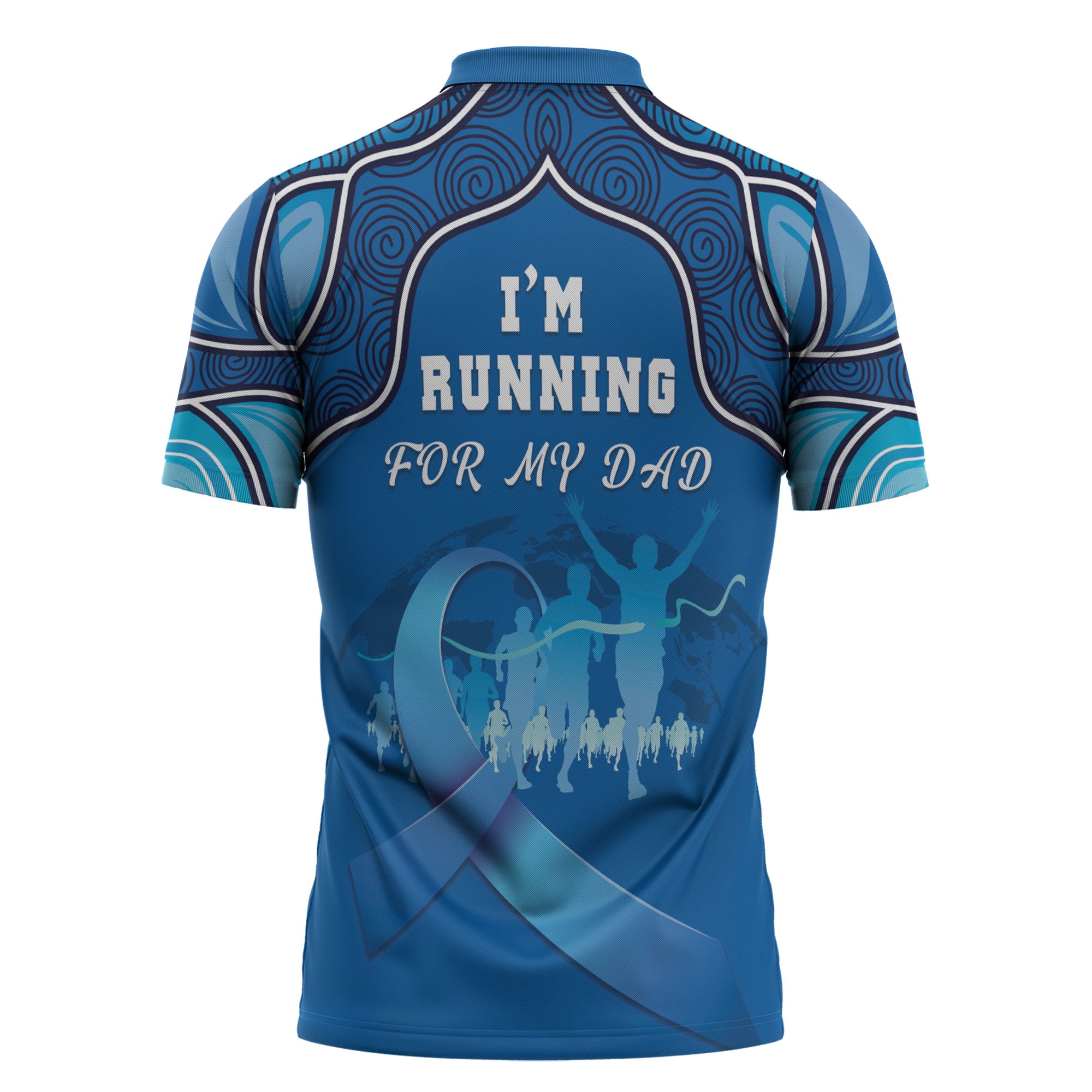 Australia Blue September Running Zipper Polo Shirt Blue Ribbon I'm Running For My Dad