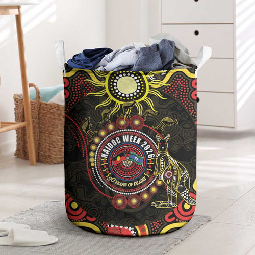 50 Years Of Deadly NAIDOC Week 2026 Laundry Basket Aussie Kangaroo Aboriginal Art