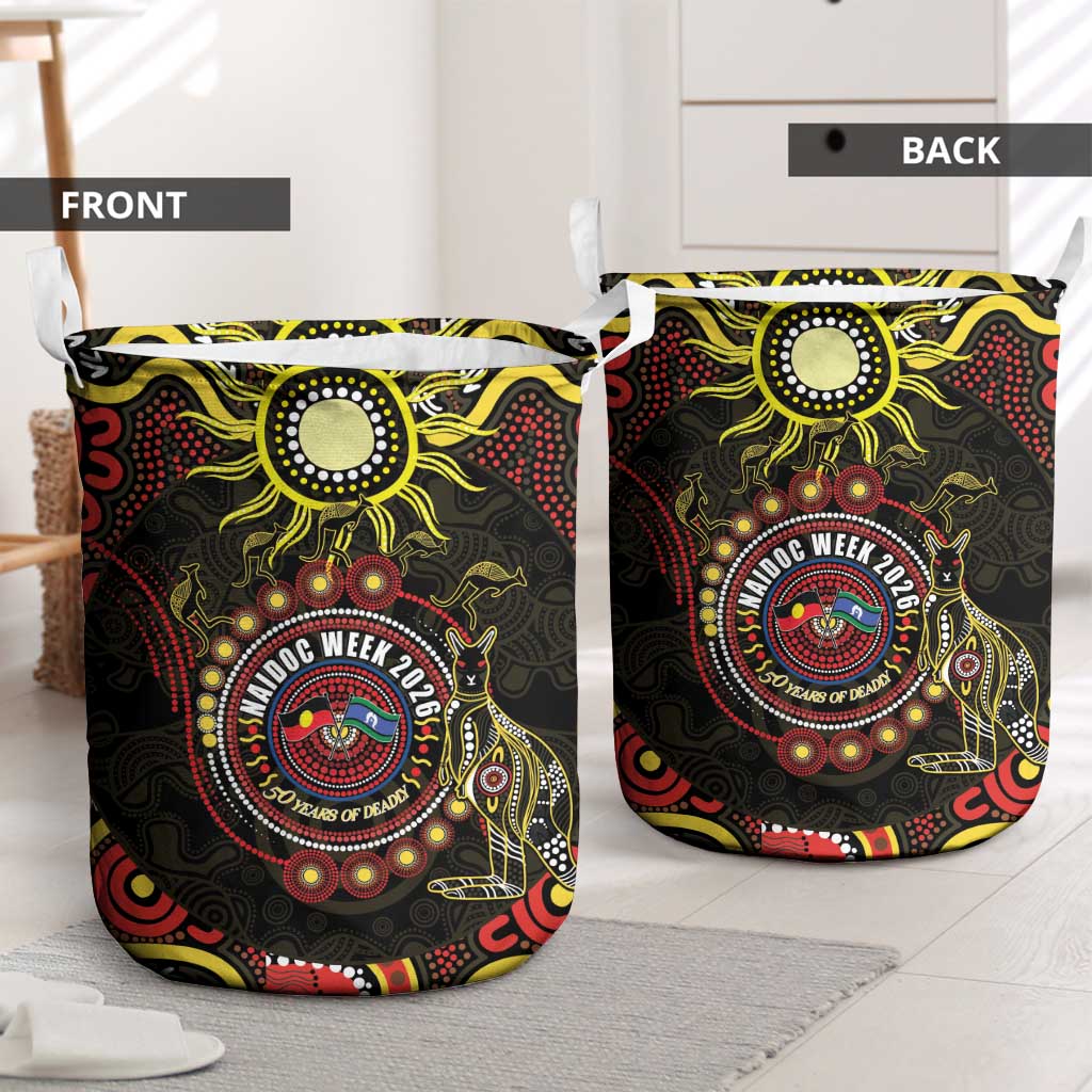 50 Years Of Deadly NAIDOC Week 2026 Laundry Basket Aussie Kangaroo Aboriginal Art