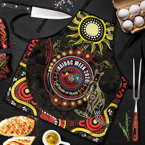 50 Years Of Deadly NAIDOC Week 2026 Apron Aussie Kangaroo Aboriginal Art