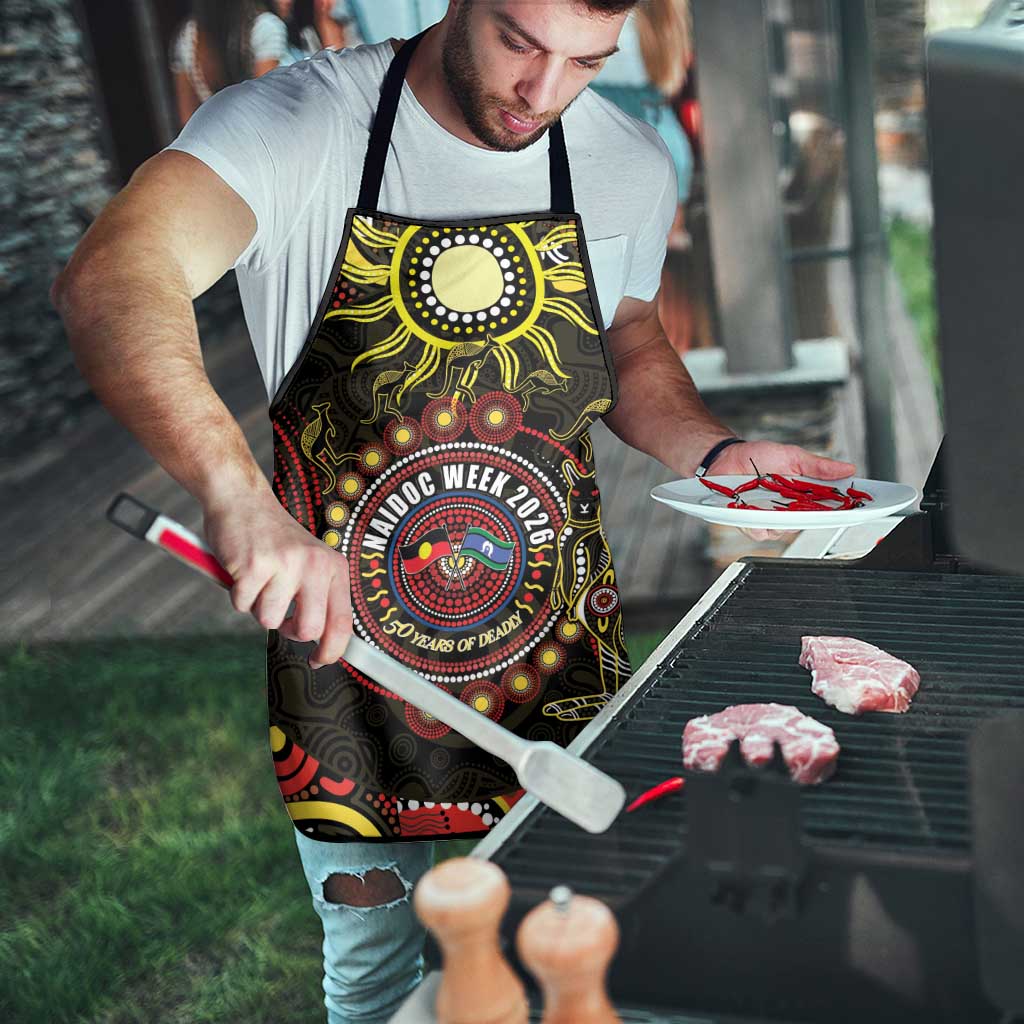 50 Years Of Deadly NAIDOC Week 2026 Apron Aussie Kangaroo Aboriginal Art