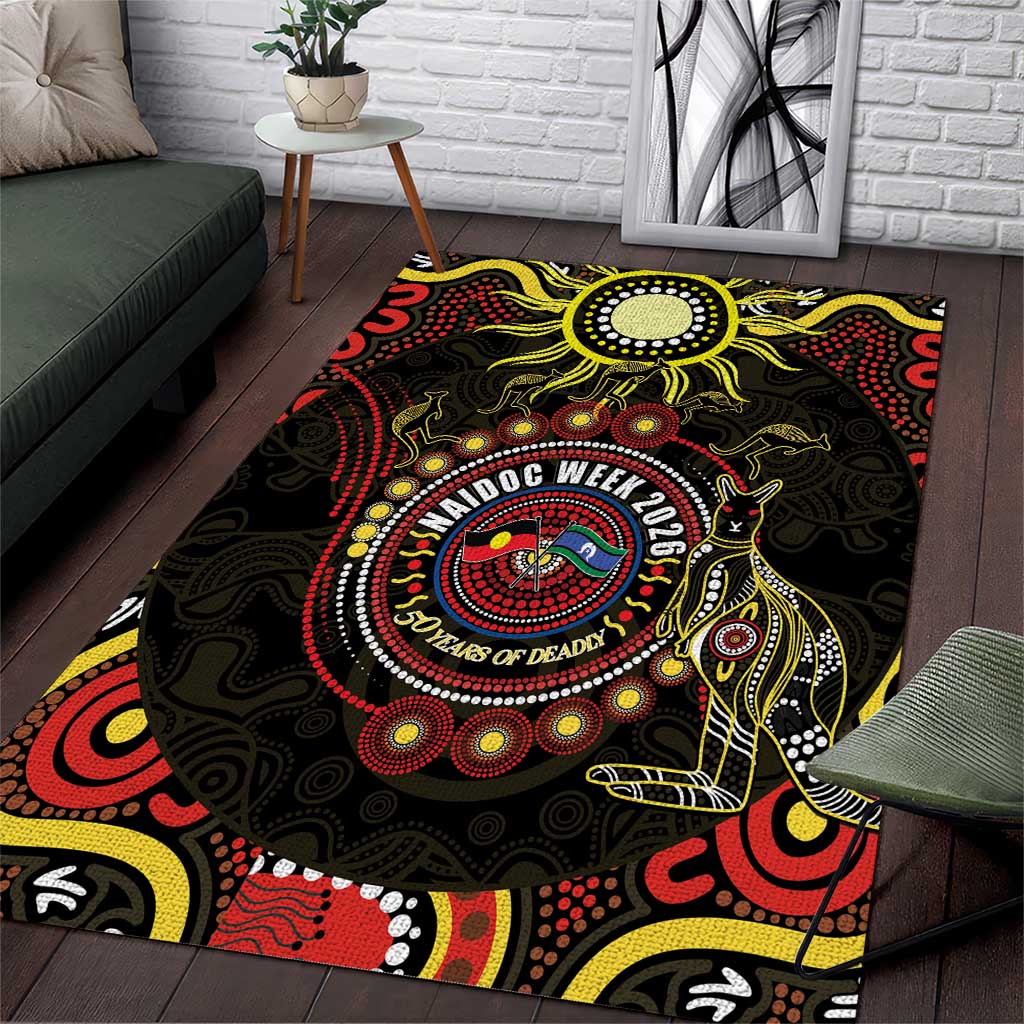 50 Years Of Deadly NAIDOC Week 2026 Area Rug Aussie Kangaroo Aboriginal Art