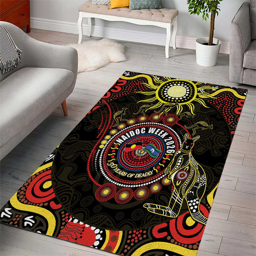 50 Years Of Deadly NAIDOC Week 2026 Area Rug Aussie Kangaroo Aboriginal Art