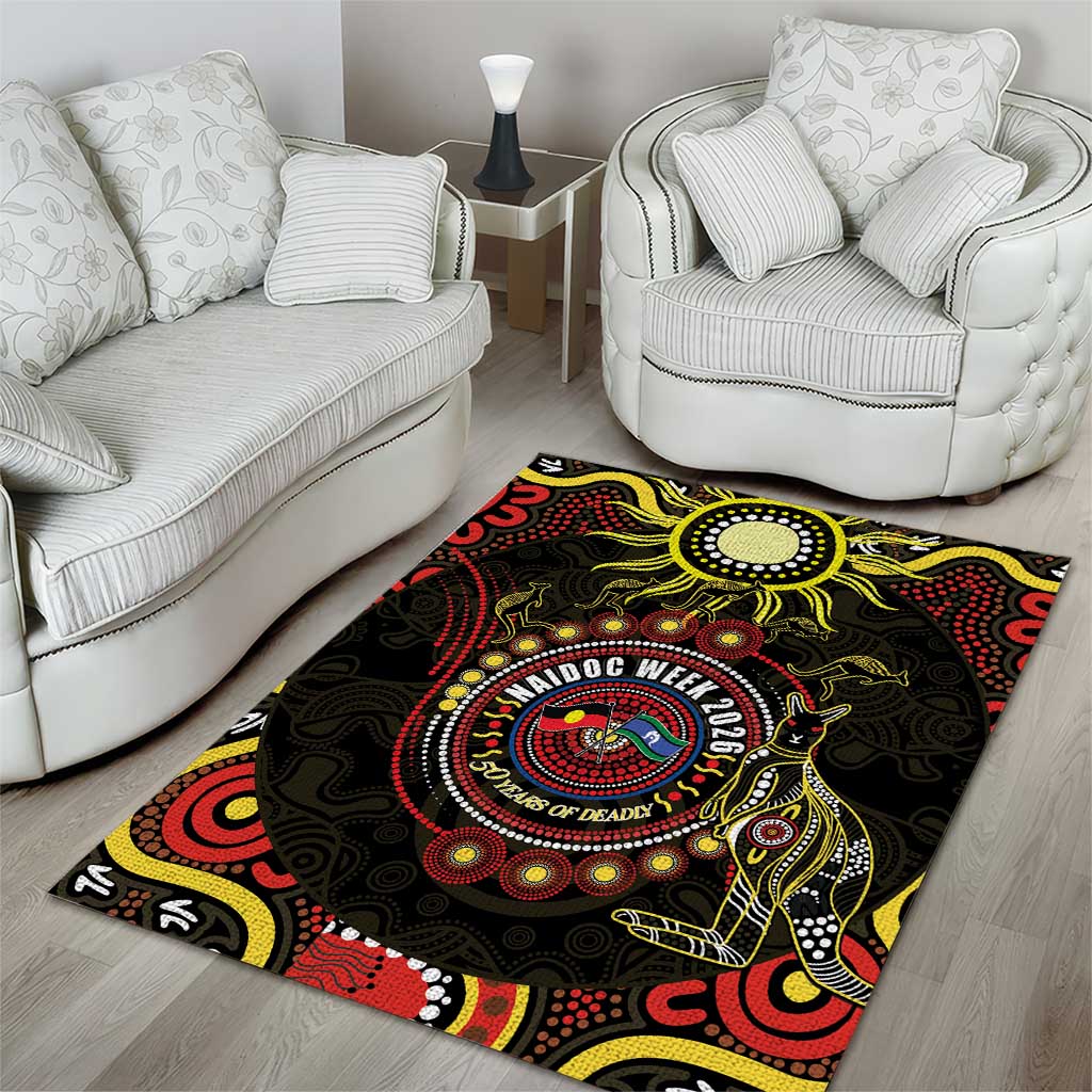 50 Years Of Deadly NAIDOC Week 2026 Area Rug Aussie Kangaroo Aboriginal Art
