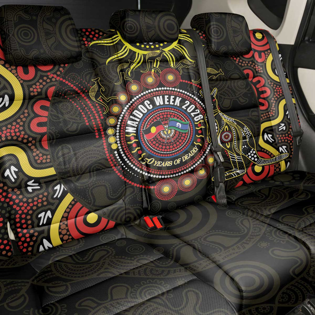 50 Years Of Deadly NAIDOC Week 2026 Back Car Seat Cover Aussie Kangaroo Aboriginal Art