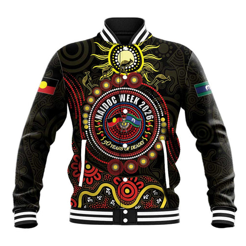 50 Years Of Deadly NAIDOC Week 2026 Baseball Jacket Aussie Kangaroo Aboriginal Art
