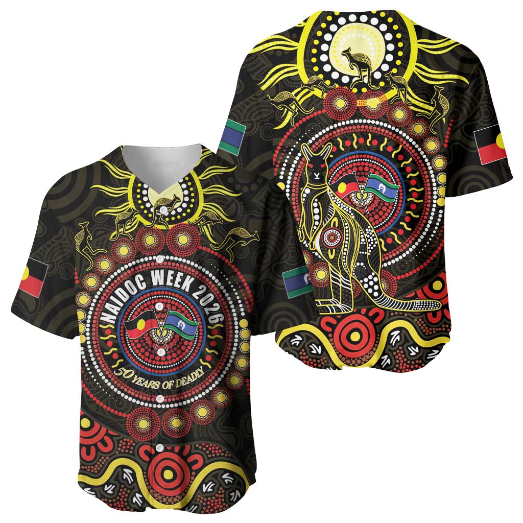 50 Years Of Deadly NAIDOC Week 2026 Baseball Jersey Aussie Kangaroo Aboriginal Art