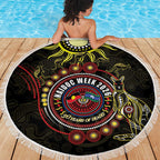 50 Years Of Deadly NAIDOC Week 2026 Beach Blanket Aussie Kangaroo Aboriginal Art