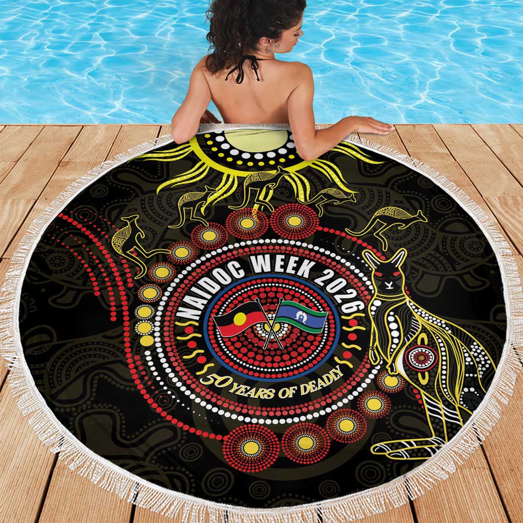50 Years Of Deadly NAIDOC Week 2026 Beach Blanket Aussie Kangaroo Aboriginal Art
