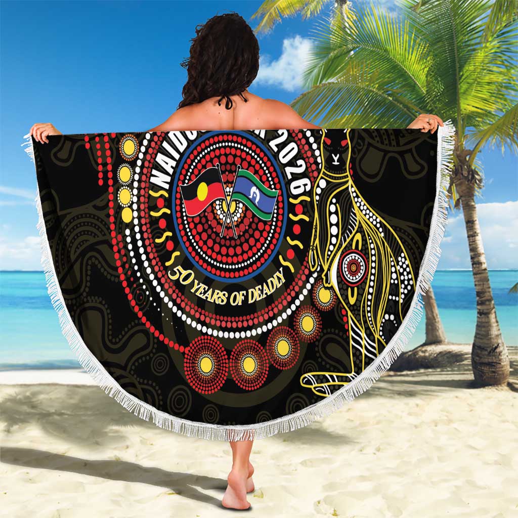 50 Years Of Deadly NAIDOC Week 2026 Beach Blanket Aussie Kangaroo Aboriginal Art