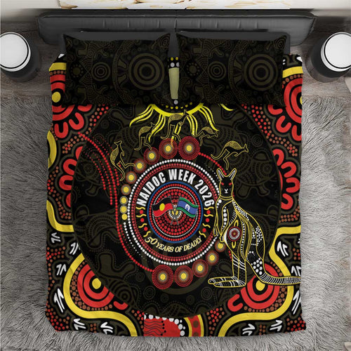 50 Years Of Deadly NAIDOC Week 2026 Bedding Set Aussie Kangaroo Aboriginal Art