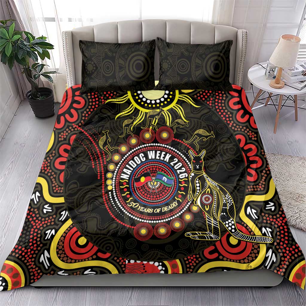 50 Years Of Deadly NAIDOC Week 2026 Bedding Set Aussie Kangaroo Aboriginal Art