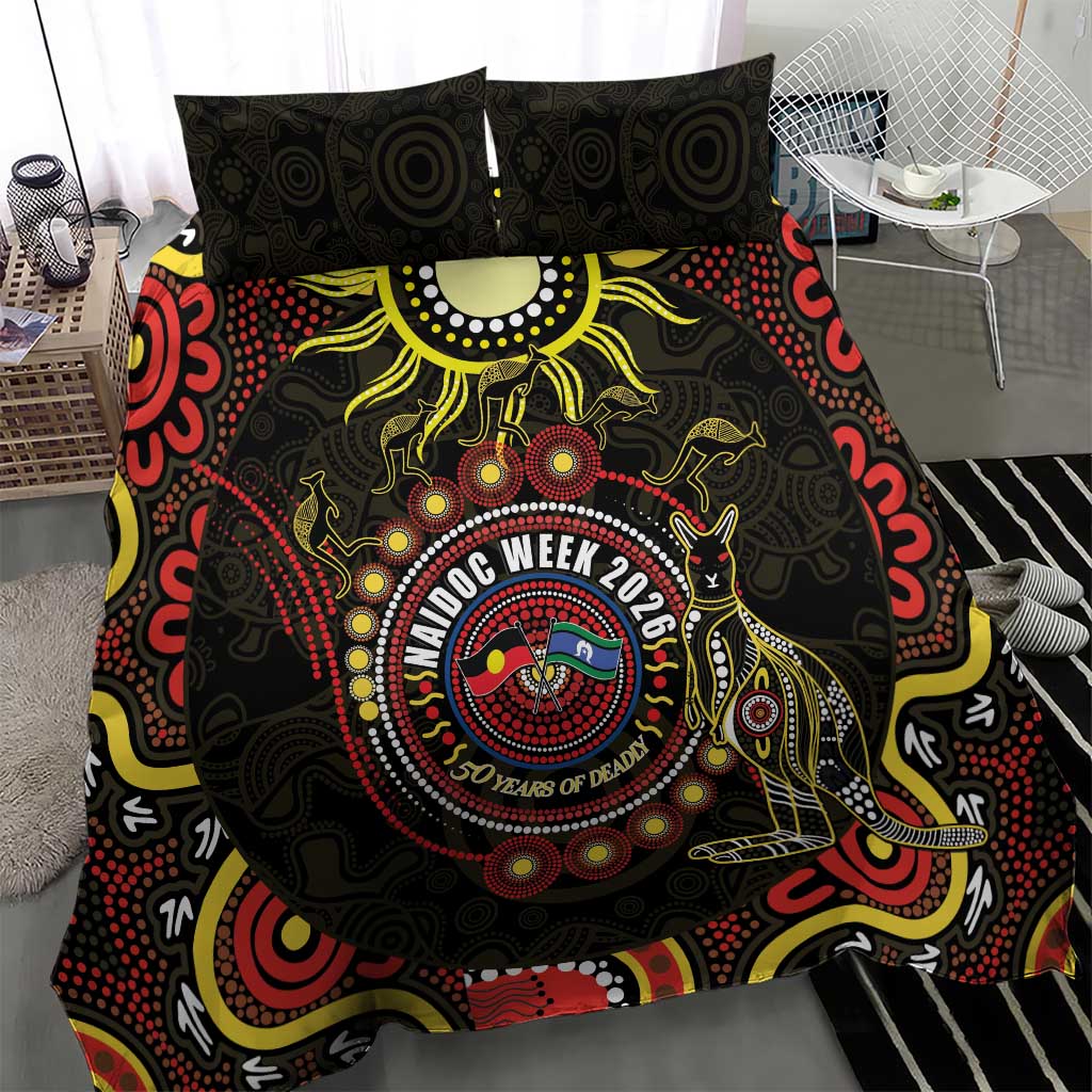 50 Years Of Deadly NAIDOC Week 2026 Bedding Set Aussie Kangaroo Aboriginal Art