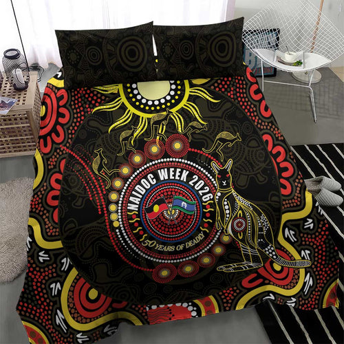 50 Years Of Deadly NAIDOC Week 2026 Bedding Set Aussie Kangaroo Aboriginal Art