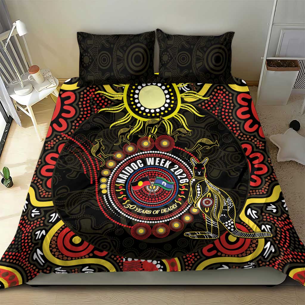 50 Years Of Deadly NAIDOC Week 2026 Bedding Set Aussie Kangaroo Aboriginal Art