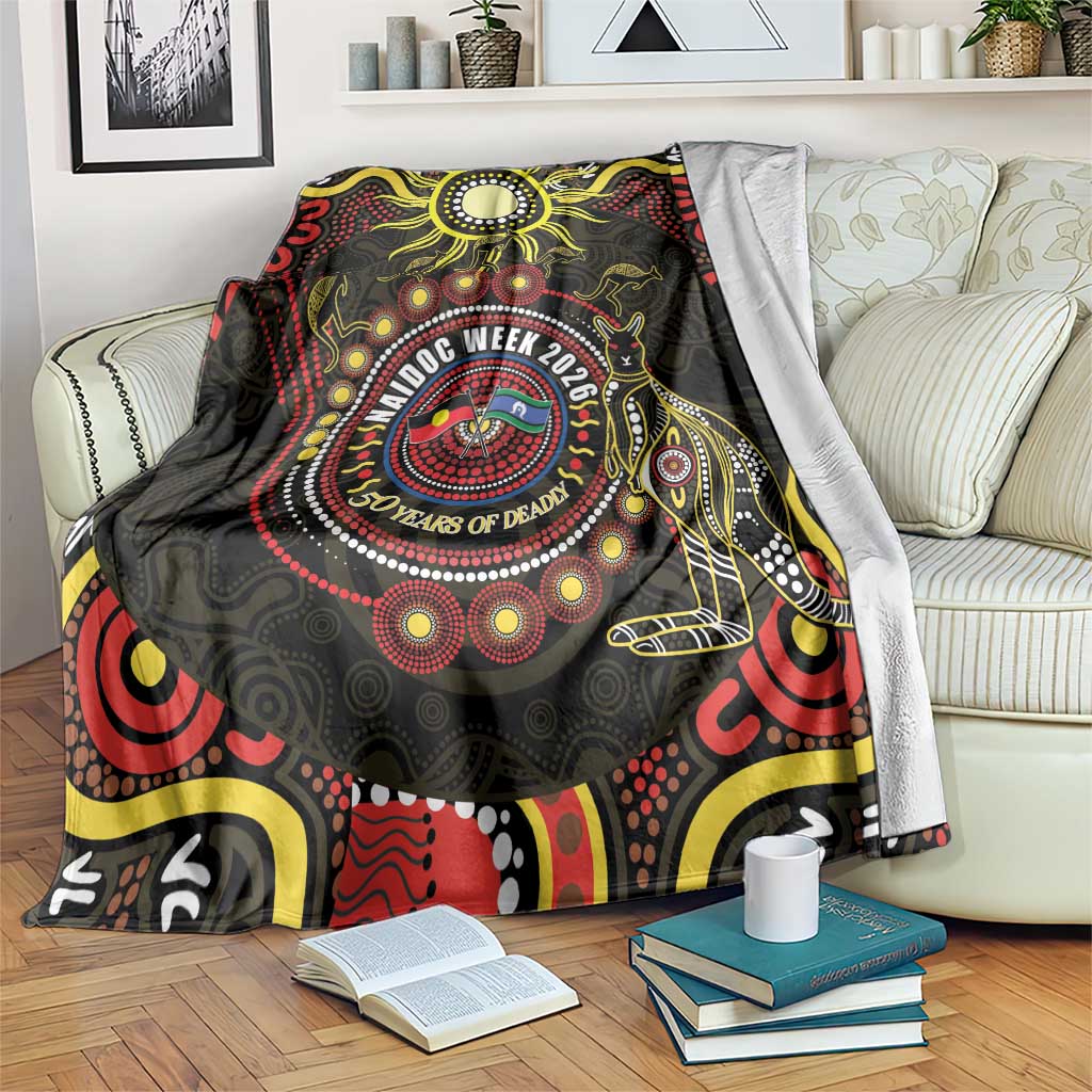 50 Years Of Deadly NAIDOC Week 2026 Blanket Aussie Kangaroo Aboriginal Art
