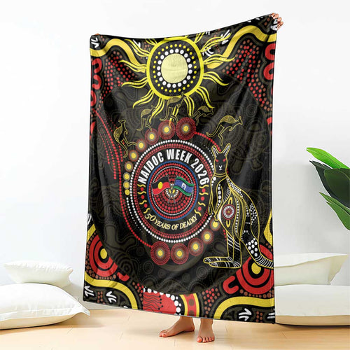 50 Years Of Deadly NAIDOC Week 2026 Blanket Aussie Kangaroo Aboriginal Art