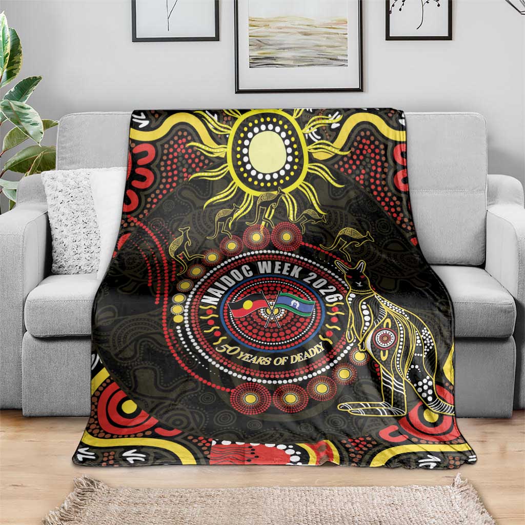 50 Years Of Deadly NAIDOC Week 2026 Blanket Aussie Kangaroo Aboriginal Art