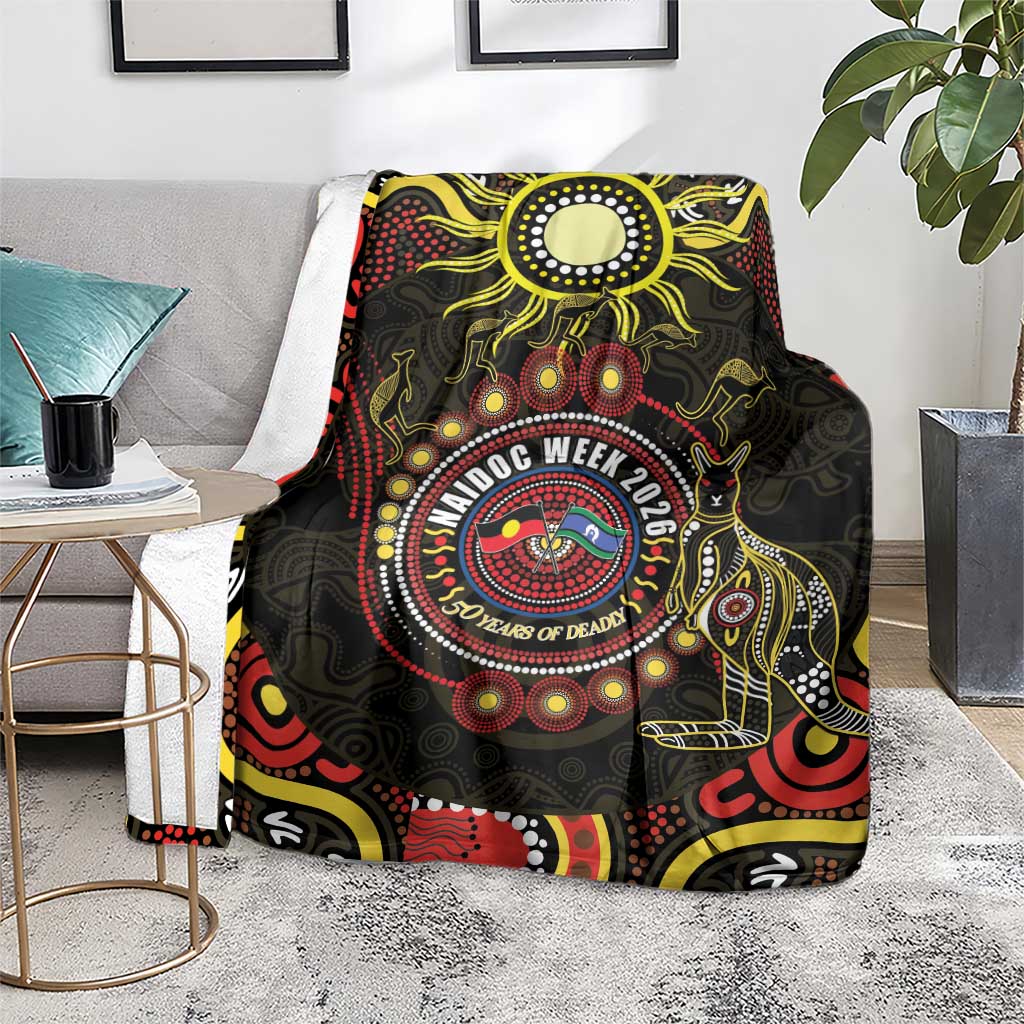 50 Years Of Deadly NAIDOC Week 2026 Blanket Aussie Kangaroo Aboriginal Art