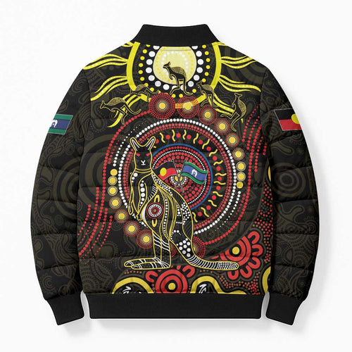 50 Years Of Deadly NAIDOC Week 2026 Bomber Puffer Jacket Aussie Kangaroo Aboriginal Art