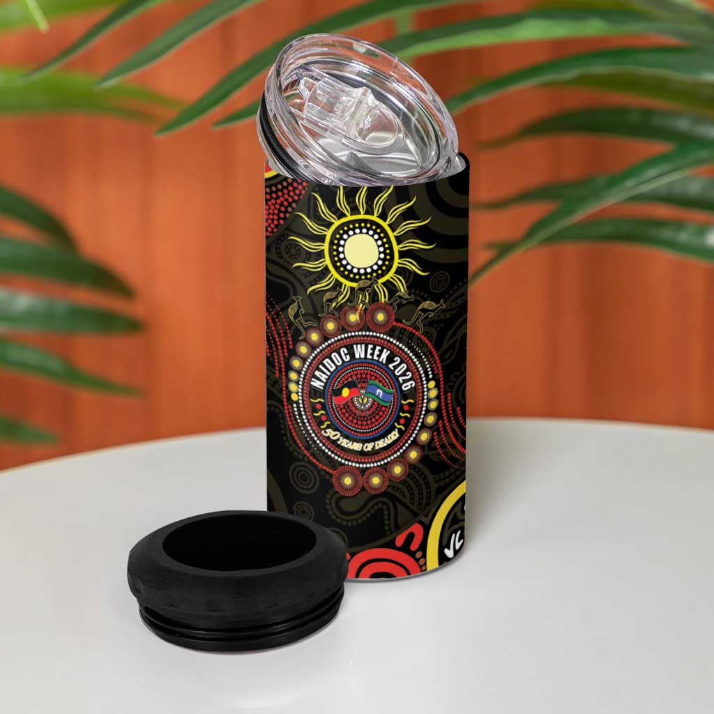 50 Years Of Deadly NAIDOC Week 2026 4 in 1 Can Cooler Tumbler Aussie Kangaroo Aboriginal Art