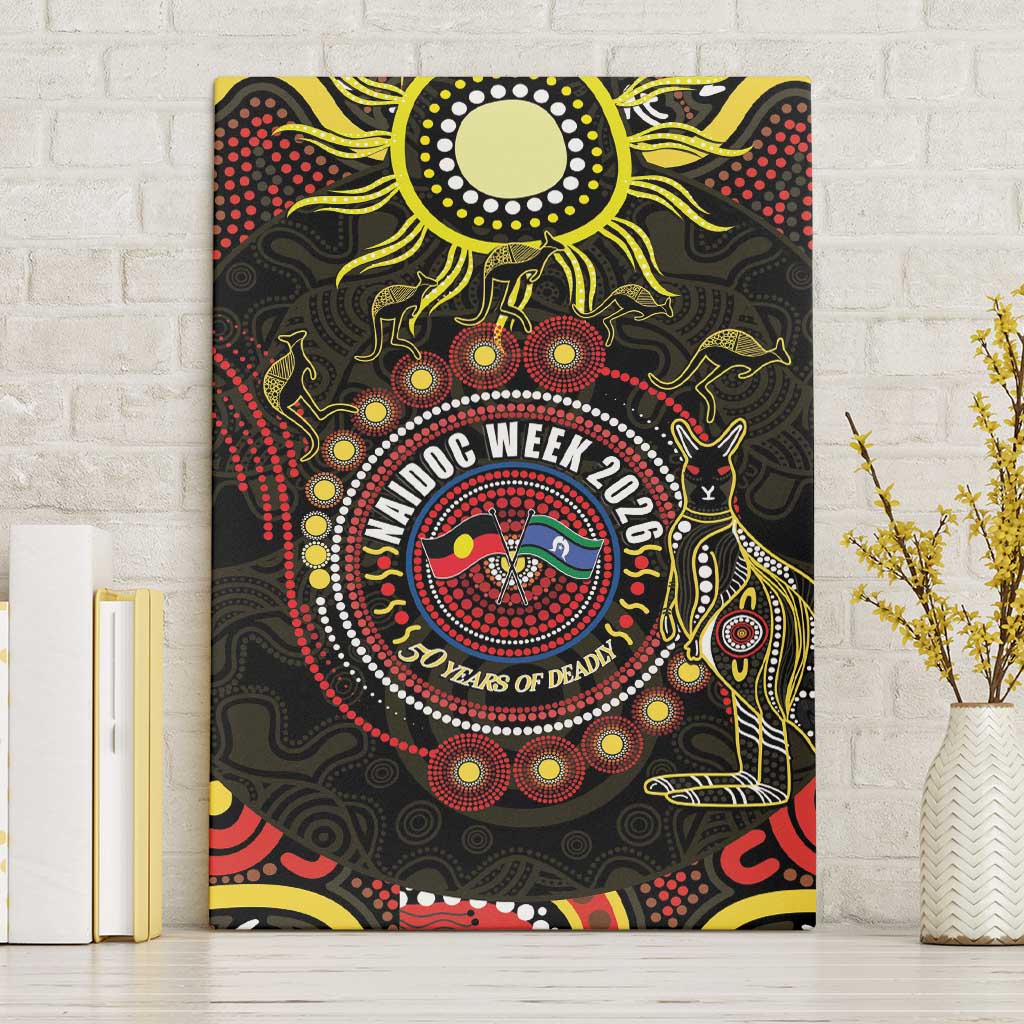 50 Years Of Deadly NAIDOC Week 2026 Canvas Wall Art Aussie Kangaroo Aboriginal Art