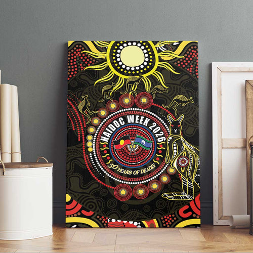 50 Years Of Deadly NAIDOC Week 2026 Canvas Wall Art Aussie Kangaroo Aboriginal Art