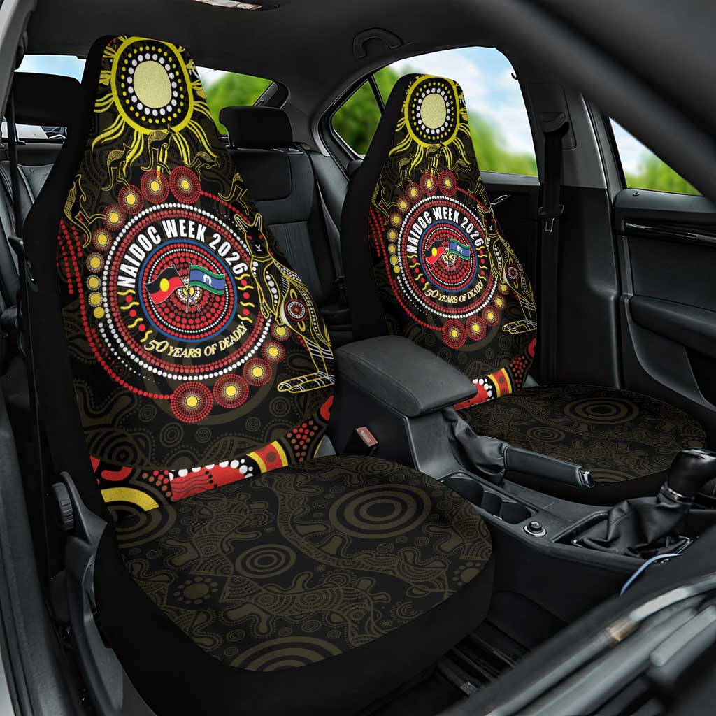 50 Years Of Deadly NAIDOC Week 2026 Car Seat Cover Aussie Kangaroo Aboriginal Art