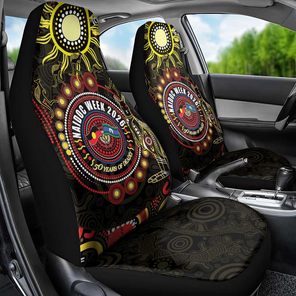 50 Years Of Deadly NAIDOC Week 2026 Car Seat Cover Aussie Kangaroo Aboriginal Art
