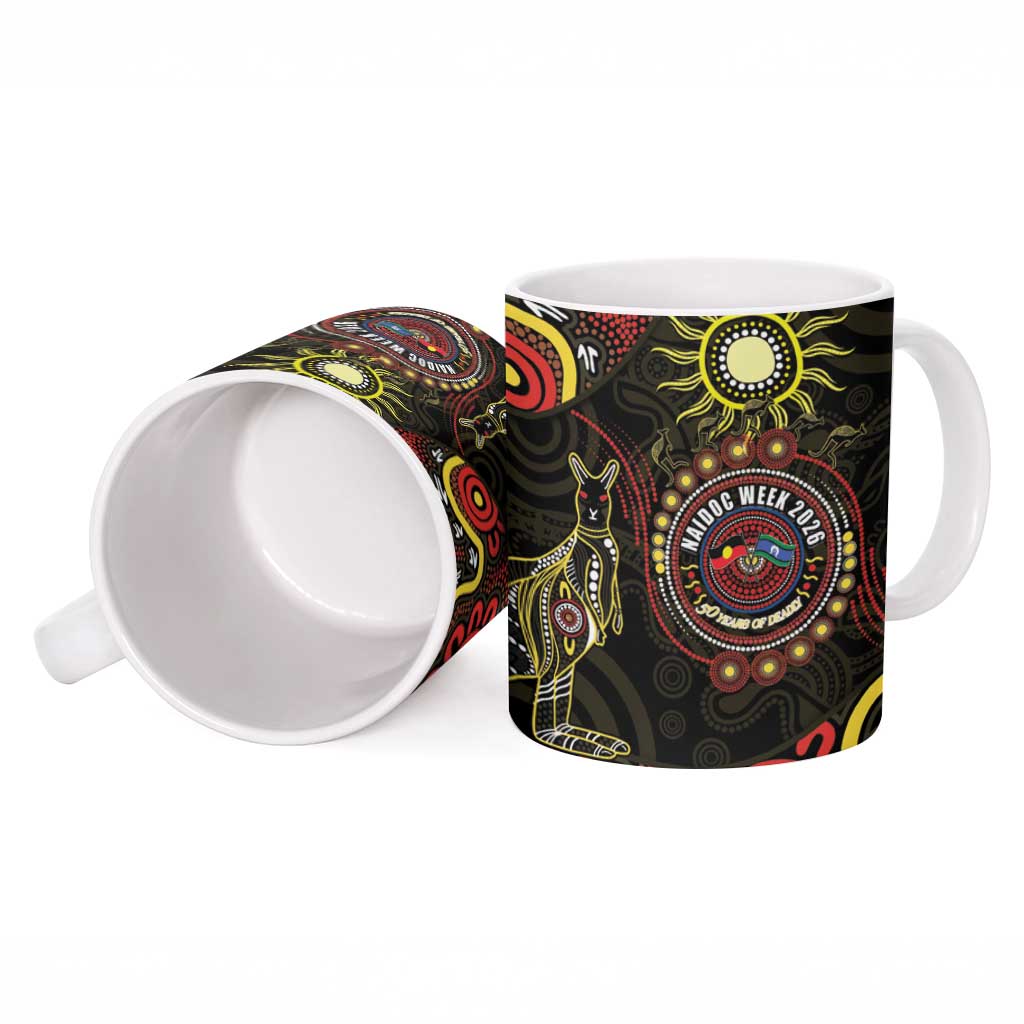 50 Years Of Deadly NAIDOC Week 2026 Ceramic Mug Aussie Kangaroo Aboriginal Art