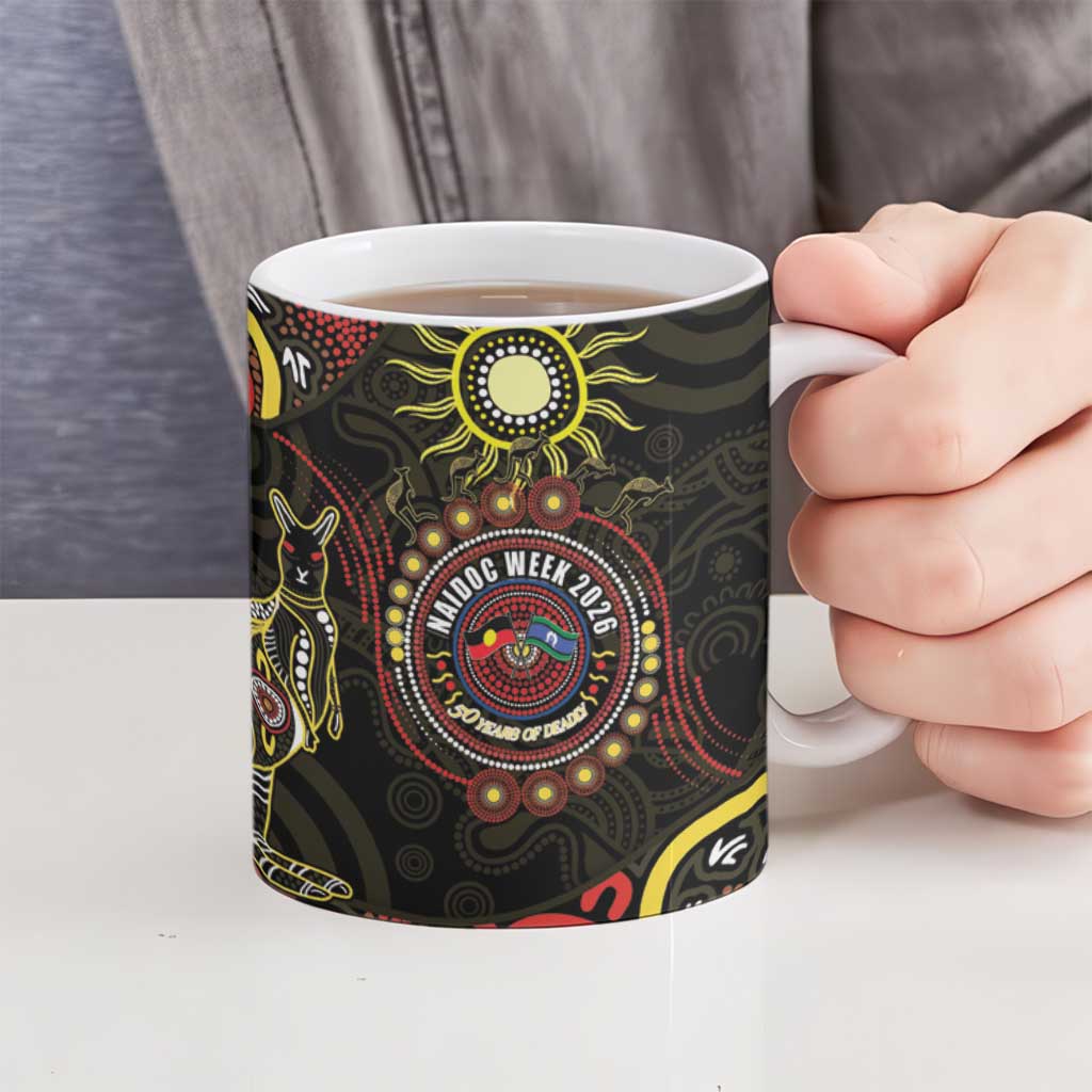 50 Years Of Deadly NAIDOC Week 2026 Ceramic Mug Aussie Kangaroo Aboriginal Art