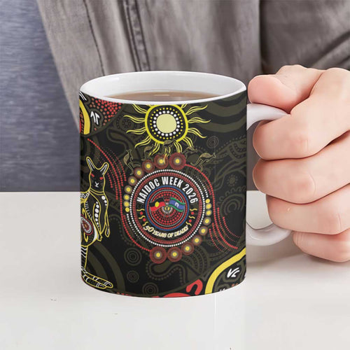 50 Years Of Deadly NAIDOC Week 2026 Ceramic Mug Aussie Kangaroo Aboriginal Art