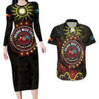 50 Years Of Deadly NAIDOC Week 2026 Couples Matching Long Sleeve Bodycon Dress and Hawaiian Shirt Aussie Kangaroo Aboriginal Art