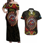 50 Years Of Deadly NAIDOC Week 2026 Couples Matching Off Shoulder Maxi Dress and Hawaiian Shirt Aussie Kangaroo Aboriginal Art