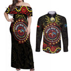 50 Years Of Deadly NAIDOC Week 2026 Couples Matching Off Shoulder Maxi Dress and Long Sleeve Button Shirt Aussie Kangaroo Aboriginal Art