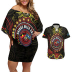 50 Years Of Deadly NAIDOC Week 2026 Couples Matching Off Shoulder Short Dress and Hawaiian Shirt Aussie Kangaroo Aboriginal Art