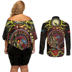 50 Years Of Deadly NAIDOC Week 2026 Couples Matching Off Shoulder Short Dress and Long Sleeve Button Shirt Aussie Kangaroo Aboriginal Art