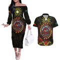 50 Years Of Deadly NAIDOC Week 2026 Couples Matching Off The Shoulder Long Sleeve Dress and Hawaiian Shirt Aussie Kangaroo Aboriginal Art