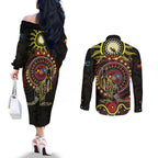 50 Years Of Deadly NAIDOC Week 2026 Couples Matching Off The Shoulder Long Sleeve Dress and Long Sleeve Button Shirt Aussie Kangaroo Aboriginal Art