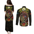 50 Years Of Deadly NAIDOC Week 2026 Couples Matching Puletasi and Long Sleeve Button Shirt Aussie Kangaroo Aboriginal Art