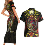 50 Years Of Deadly NAIDOC Week 2026 Couples Matching Short Sleeve Bodycon Dress and Hawaiian Shirt Aussie Kangaroo Aboriginal Art