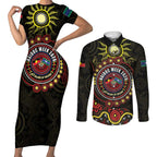 50 Years Of Deadly NAIDOC Week 2026 Couples Matching Short Sleeve Bodycon Dress and Long Sleeve Button Shirt Aussie Kangaroo Aboriginal Art