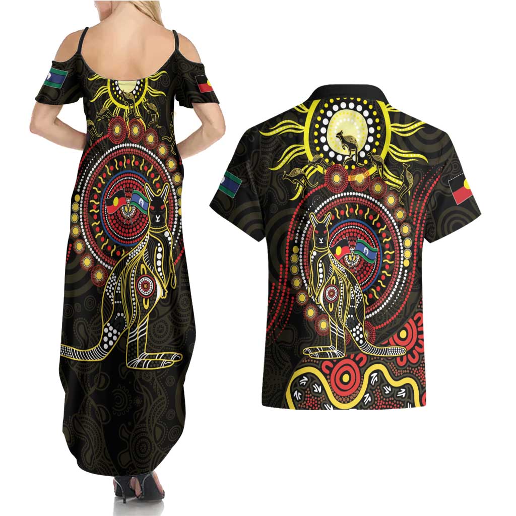 50 Years Of Deadly NAIDOC Week 2026 Couples Matching Summer Maxi Dress and Hawaiian Shirt Aussie Kangaroo Aboriginal Art