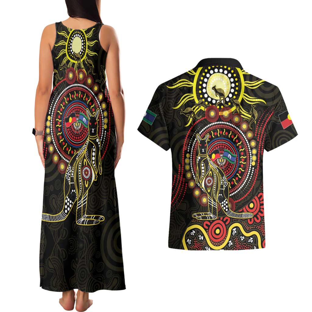 50 Years Of Deadly NAIDOC Week 2026 Couples Matching Tank Maxi Dress and Hawaiian Shirt Aussie Kangaroo Aboriginal Art
