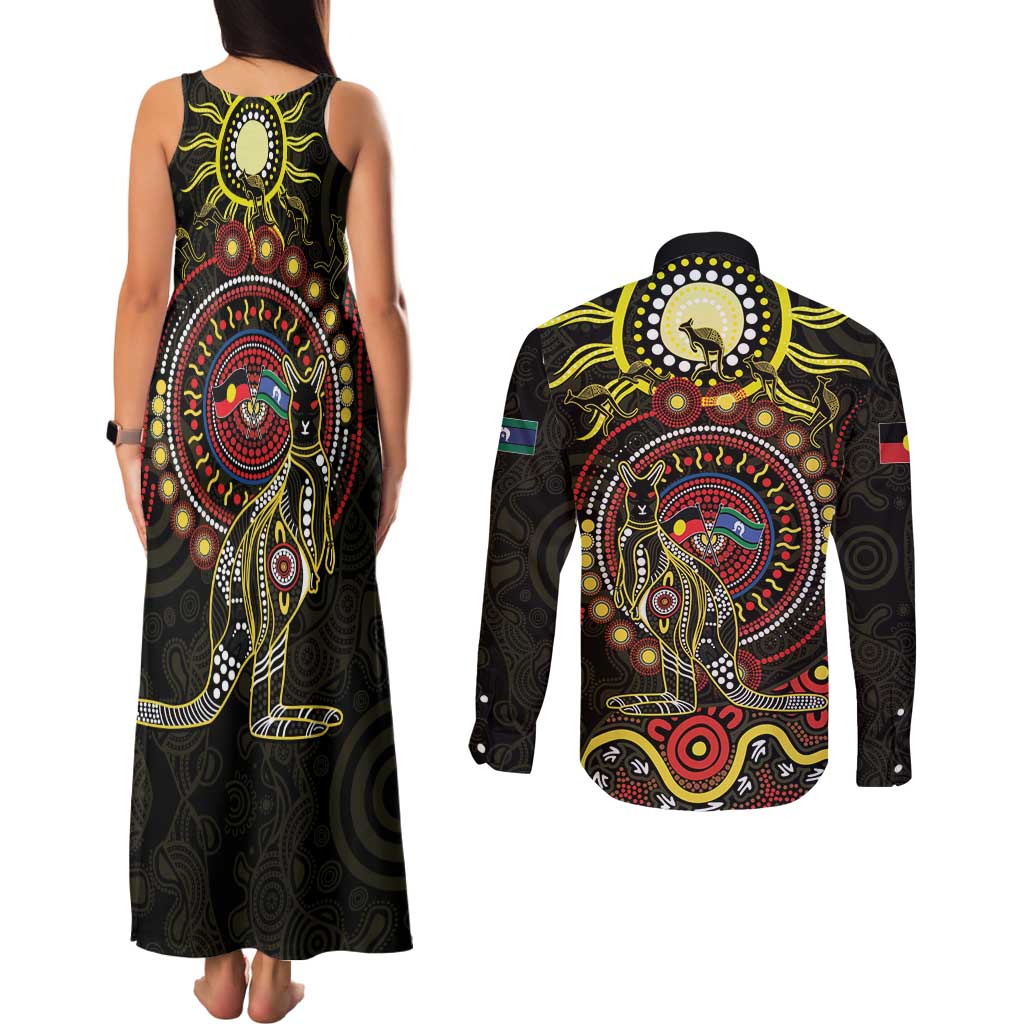 50 Years Of Deadly NAIDOC Week 2026 Couples Matching Tank Maxi Dress and Long Sleeve Button Shirt Aussie Kangaroo Aboriginal Art