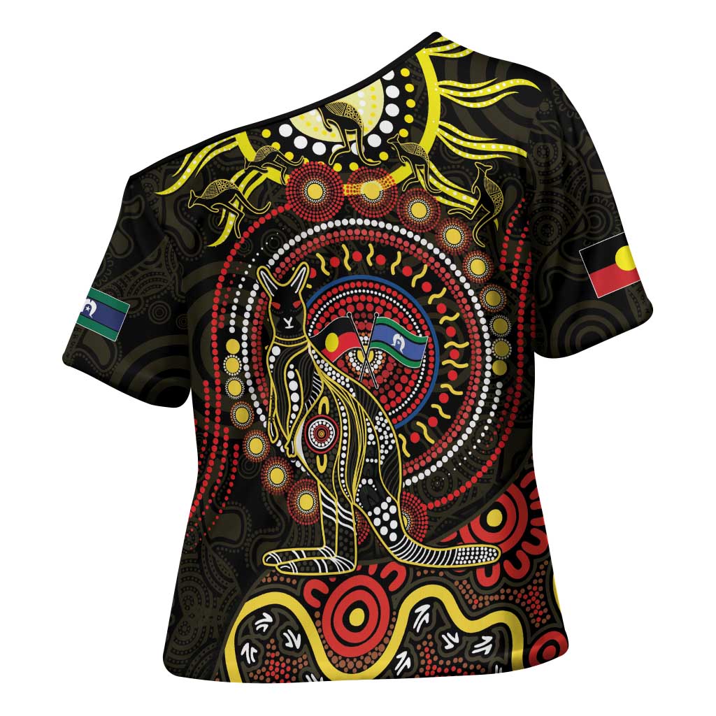 50 Years Of Deadly NAIDOC Week 2026 Cross Shoulder Shirt Aussie Kangaroo Aboriginal Art