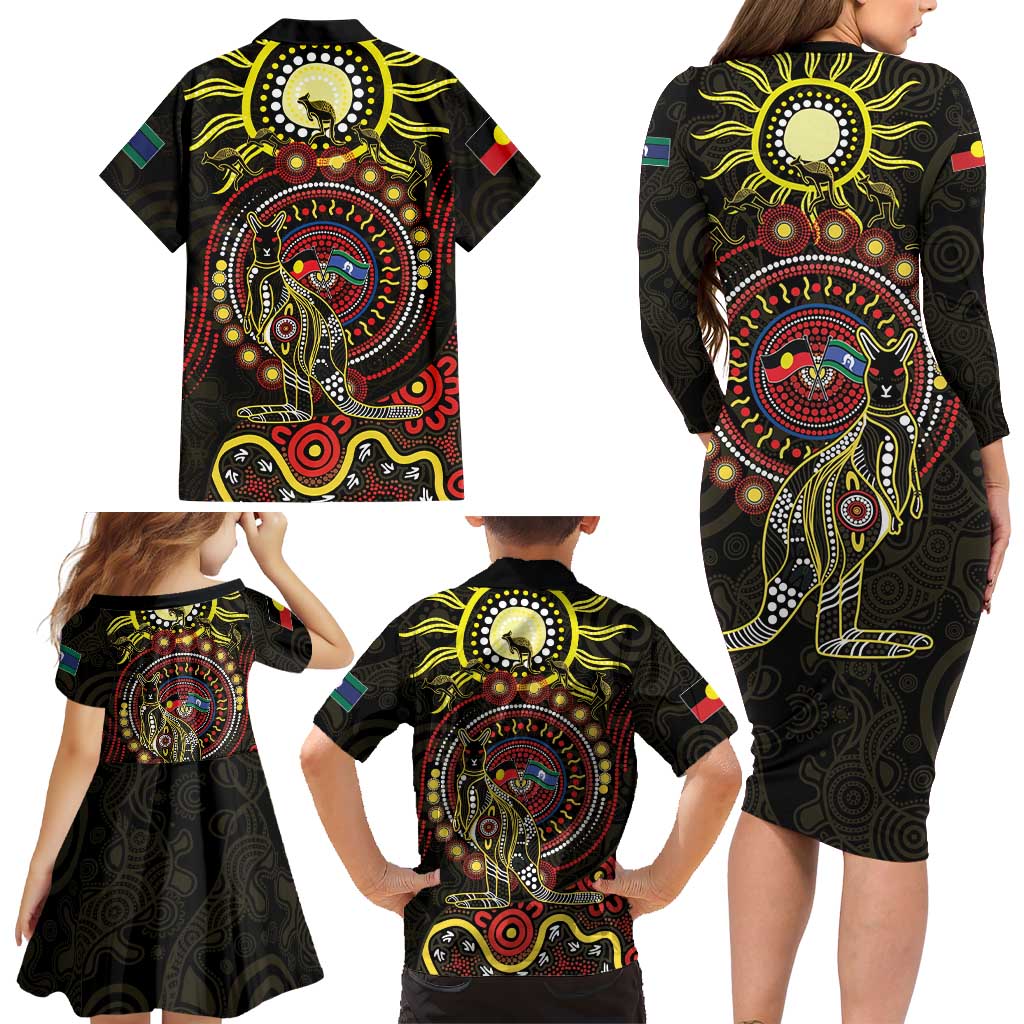 50 Years Of Deadly NAIDOC Week 2026 Family Matching Long Sleeve Bodycon Dress and Hawaiian Shirt Aussie Kangaroo Aboriginal Art